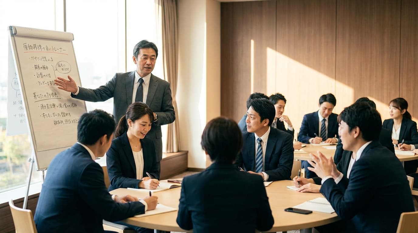 研修前・中・後の一体設計フロー図